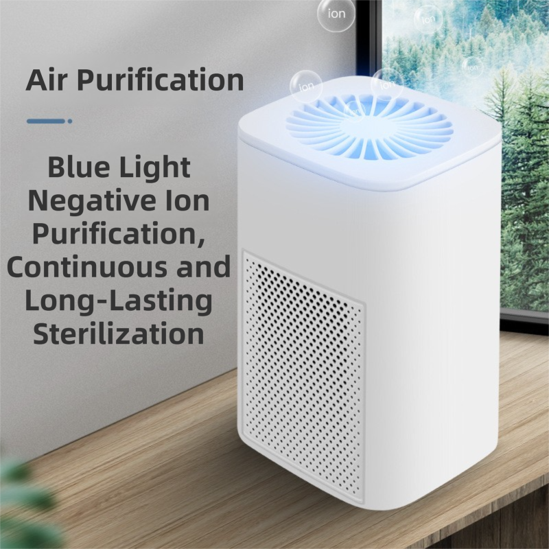 Premium White Compact Desktop Air Purifier with Dual Activated Carbon Filter - Ultra-Quiet Air Cleaner for Home & Office, Powerful 50 m³/h Airflow, Effectively Removes Odor, Smoke, Dust, Pollen & Pet Dander