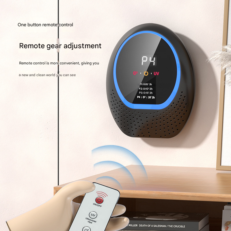 White Rechargeable Ozone & UV-C Air Purifier with Remote - Portable Odor Eliminator for Home Pets & Closets