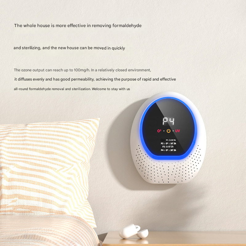 White Rechargeable Ozone & UV-C Air Purifier with Remote - Portable Odor Eliminator for Home Pets & Closets