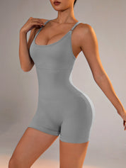 Size XS Light Grey Nylon Seamless Yoga Bodysuit - Women’s Athletic Romper Crisscross Back Workout Jumpsuit - Sports &
