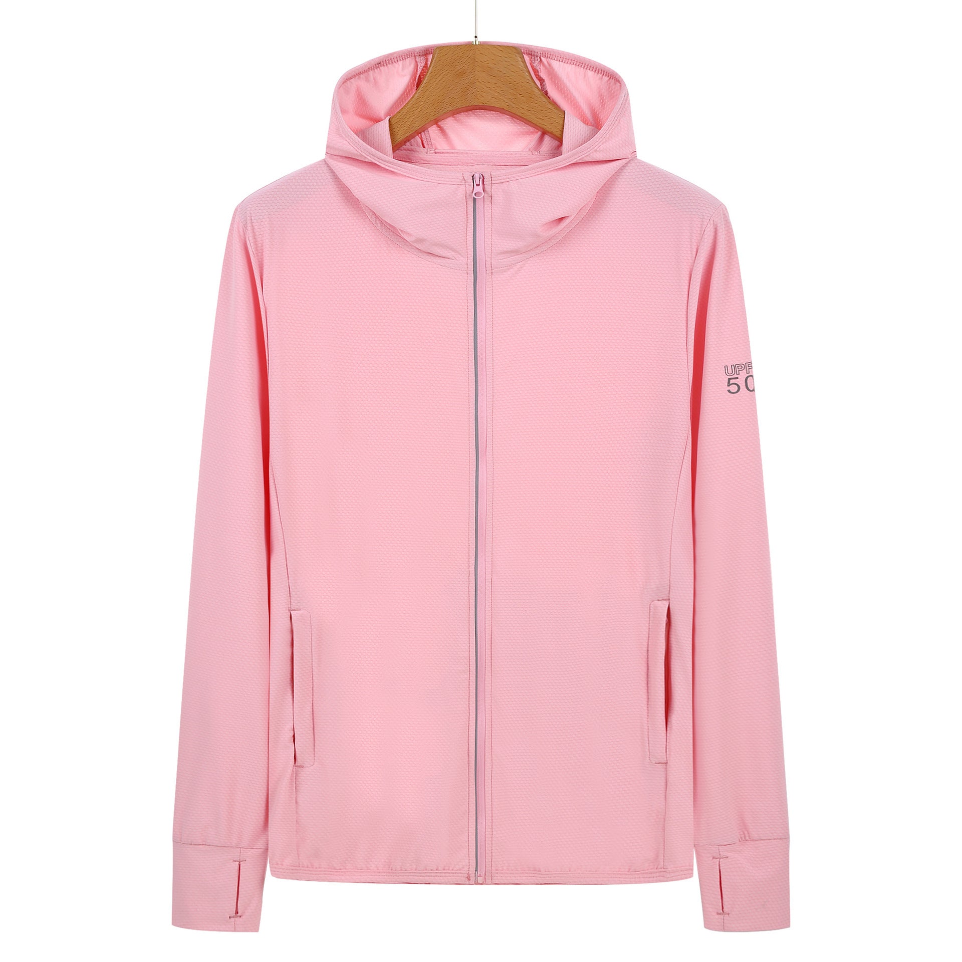 Premium XL Pink Long Sleeve UV Protection Summer Breathable Knitted Ice Silk Outdoor Sun Protection Clothing - Unisex Thin Sunscreen Shirt