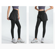 Premium XXXXL Grey Women's High-Waist Athletic Skort with Built-In Shorts - Breathable Quick-Dry Running Skirt with Phone Pocket