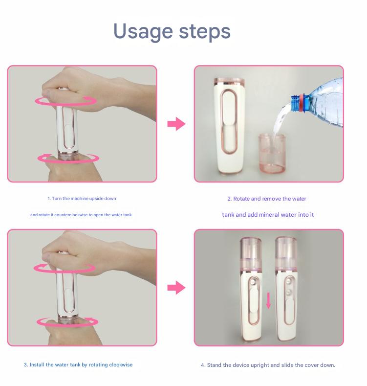Premium Yellow Dual Nozzle Nano Facial Mister - USB Rechargeable Hydrating Spray