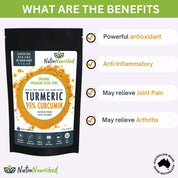 Pure Organic 95% Curcumin Powder - 1500mg of Turmeric Extract Buffered with Black Pepper - Health & Beauty > Nutrition