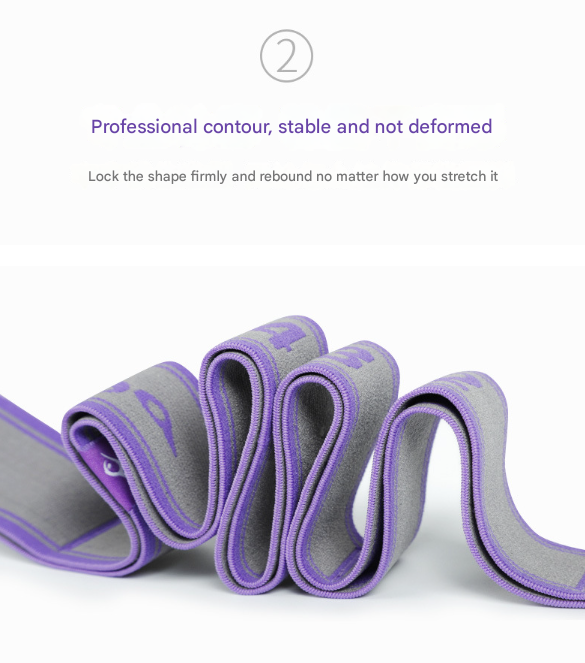 Purple 9-Loop Premium Yoga Stretch Strap - Numbered Band for Flexibility and Physical Therapy