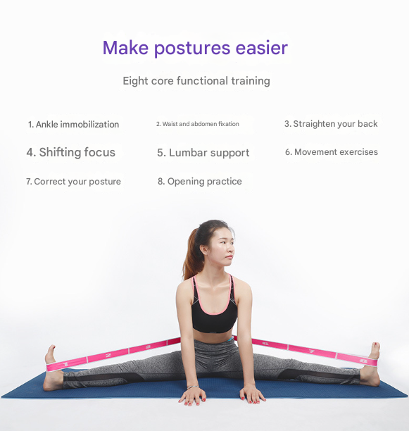 Purple 9-Loop Premium Yoga Stretch Strap - Numbered Band for Flexibility and Physical Therapy