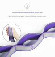 Purple 9-Loop Yoga Stretch Strap - Numbered Band for Flexibility and Physical Therapy