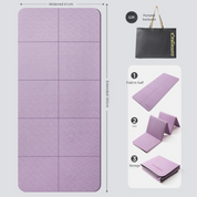 Purple Foldable Yoga Mat - Portable Thick Non-Slip Fitness Exercise Mat for Home Gym and Travel