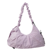 Purple Large Capacity Ruched Travel Duffel Bag - Stylish Yoga Mat Storage Shoulder Bag - Lightweight Gym Fitness Tote with Drawstring Detail for Weekend Getaways and Sports