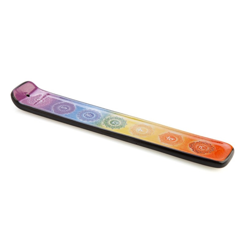 black and rainbow 7 chakra ceramic angle incense burner