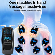 Rechargeable 3-in-1 EMS TENS Microcurrent Massager - Dual Channel 9 Modes Pain Relief Stimulator with 4 Pairs