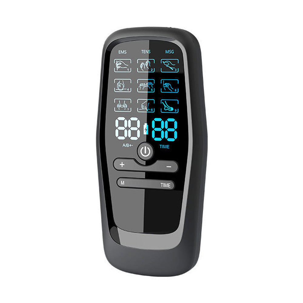 Rechargeable 3-in-1 EMS TENS Microcurrent Massager - Dual Channel 9 Modes Pain Relief Stimulator with 4 Pairs
