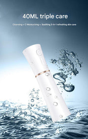 Red 2 in 1 Cool Mist Ultrasonic Wellness Humidifier and Facial Moisturizer - USB Rechargeable Portable Nano Sprayer