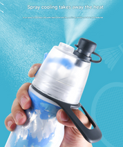 Red 500ML Insulated Sports Water Bottle with Cooling Mist - Triple-Layer Design Keeps Drinks Cold for Hours - Portable PE Misting Bottle