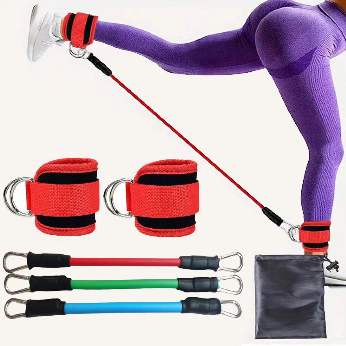 Red  Silver SnapResistance Bands Set with Ankle Straps for Glute Kickbacks & Leg Workouts (10-30lbs)