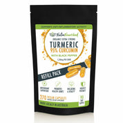 REFILL BAG - Turmeric 95% Curcumin Extract Capsules Organic with Black Pepper 270 Vegan Capsules/ 3 Month Supply
