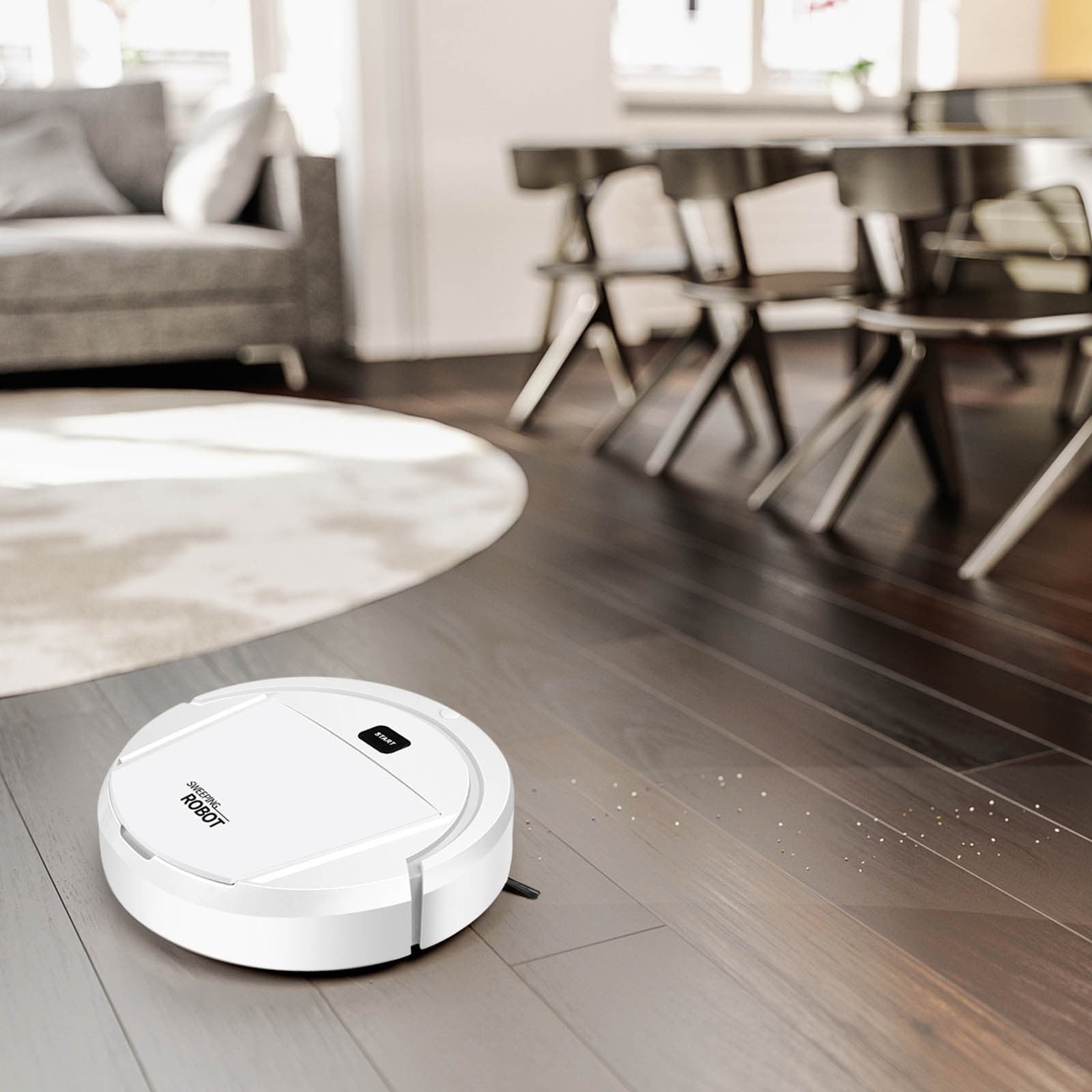 Robot Vacuum Cleaner, 4 in 1 Ultra Thin Low Operation Intelligent Sweeping Mopping Robot,for Hard Floor, Pet Hair and Low-Piled Carpet,Quiet,Integral Memory Multiple Cleaning Modes Vacuum White