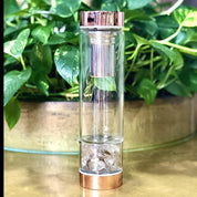 Rose Gold Crystal Bottle with Gemstone Base and Tea Infuser - Food & Beverage > Pantry > Teas & Accessories