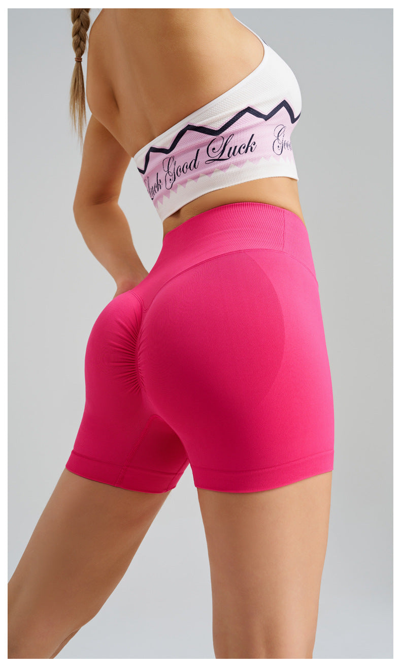 Rose Red Premium Yoga Shorts - Seamless, High Waist, Tummy Control Size XL