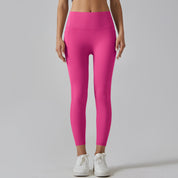 Rose Red Size M High-Waist Seamless Yoga Pants for Women - Fitness Leggings with Pockets Quick-Dry Butt-Lifting