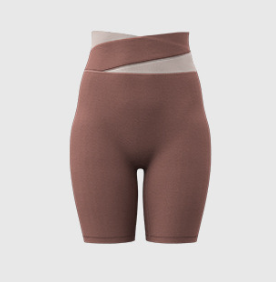 S Caramel Color-Block High-Waist Premium Yoga Shorts - Seamless Scrunch Butt Anti-Chafing Workout Shorts