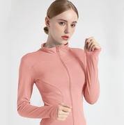 S Pink High-Stretch Slim Fit Premium Yoga Jacket - Full Zip Workout Sports Jacket for Women