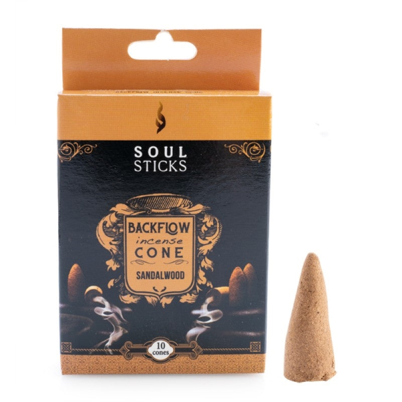 sandalwood backflow incense cone in orange box