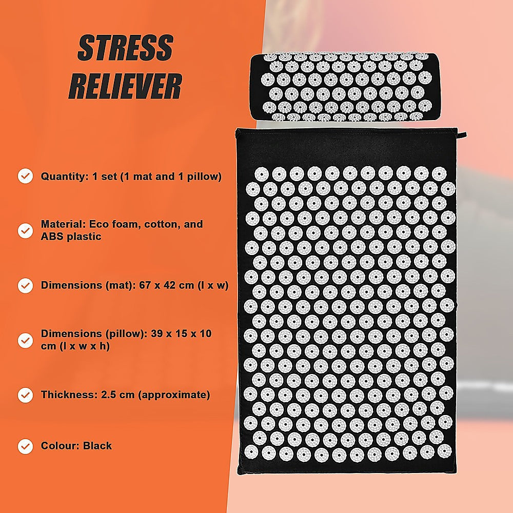 Massage Acupressure Yoga Mat With Pillow Sit Mats Cut Pain Stress Soreness - Sports & Fitness > Exercise Gym & Fitness