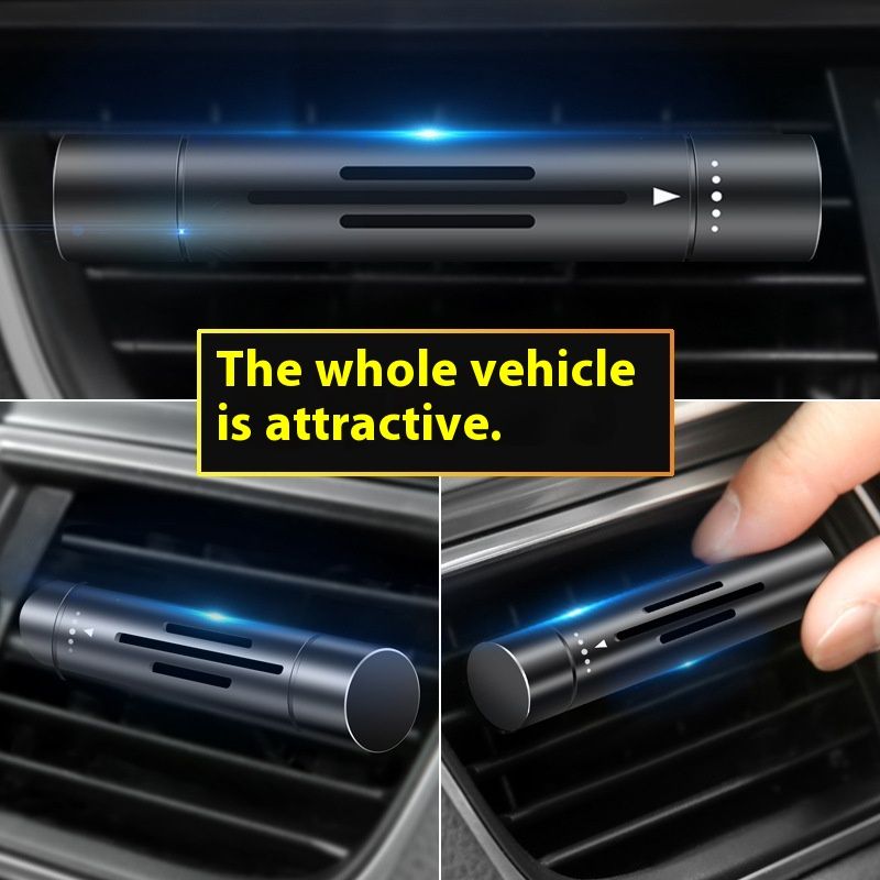 Silver Mini Car Air Vent Perfume Freshener with 6 Scent Refills Aluminum Alloy Aromatherapy