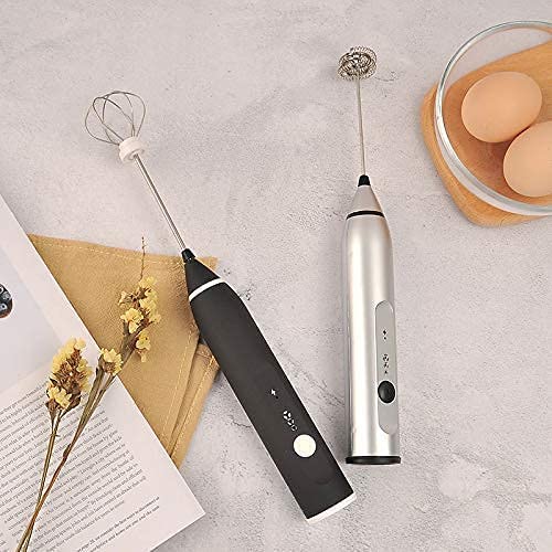 Silver Rechargeable Electric Milk Frother Handheld (3 Speeds) - Appliances > Kitchen Appliances > Food Mixers & Blenders