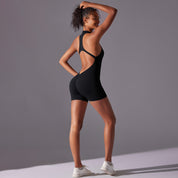 Size L Black High-Impact Seamless Bodysuit - Nude Feel Yoga & Fitness Romper - Sports & Fitness > Exercise Gym &