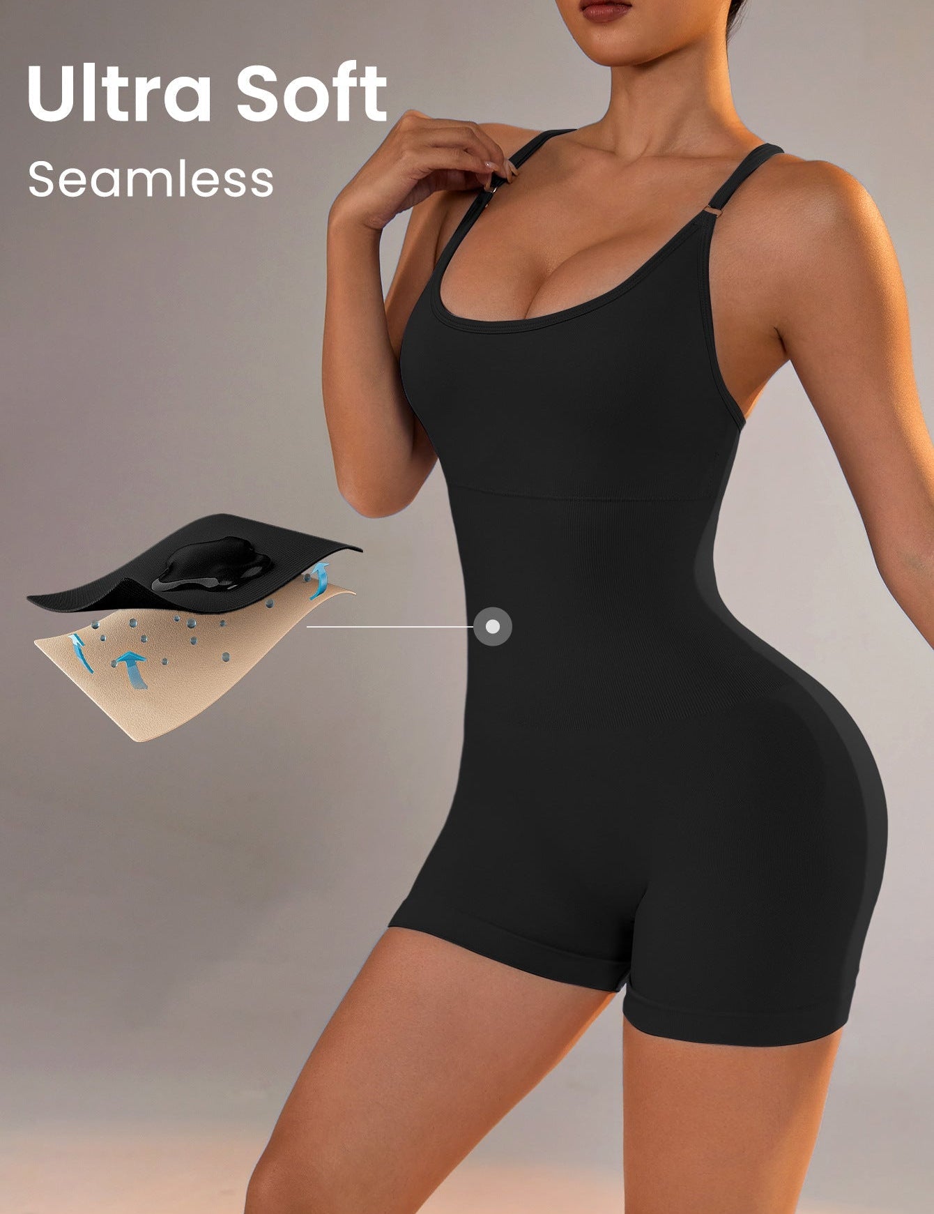 Size L Black Nylon Seamless Yoga Bodysuit - Women’s Athletic Romper Crisscross Back Workout Jumpsuit - Sports & Fitness