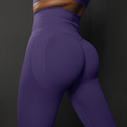 Size L Dark Purple Seamless High-Waisted Premium Yoga Pants for Women - Lift Workout Leggings for Running, Gym, and Fitness