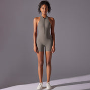 Size L Grey High-Impact Seamless Bodysuit - Nude Feel Yoga & Fitness Romper - Sports & Fitness > Exercise Gym & Fitness