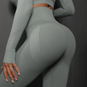 Size L Light Grey Seamless High-Waisted Premium Yoga Pants for Women - Lift Workout Leggings for Running, Gym, and Fitness