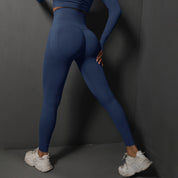 Size L Navy Blue Seamless High-Waisted Premium Yoga Pants for Women - Lift Workout Leggings for Running, Gym, and Fitness