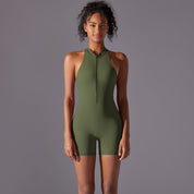 Size L Olive Green High-Impact Seamless Bodysuit - Nude Feel Yoga & Fitness Romper - Sports & Fitness > Exercise Gym &