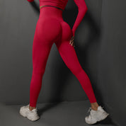 Size L Red Seamless High-Waisted Premium Yoga Pants for Women - Lift Workout Leggings for Running, Gym, and Fitness