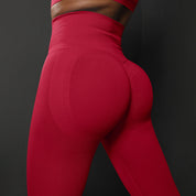 Size L Red Seamless High-Waisted Premium Yoga Pants for Women - Lift Workout Leggings for Running, Gym, and Fitness