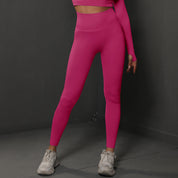 Size L Rose Red Seamless High-Waisted Premium Yoga Pants for Women - Lift Workout Leggings for Running, Gym, and Fitness
