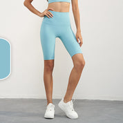 Size L Tidewater Teal Seamless High-Waisted Premium Yoga Shorts for Women - Tummy Control & Butt Lifting Fitness Shorts
