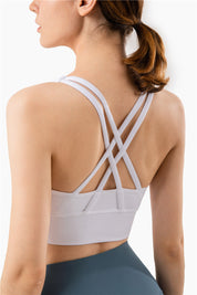 Size L White Cross-Back Premium Yoga Sports Bra for Women - High Support & Shockproof Fitness Bra