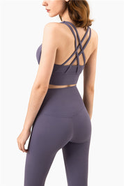 Size L White Cross-Back Premium Yoga Sports Bra for Women - High Support & Shockproof Fitness Bra