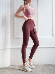 Size M Black High-Waisted Seamless Premium Yoga Pants for Women - Tummy Control, Butt Lifting & Back Waistband Pocket