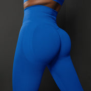Size M Bright Blue Seamless High-Waisted Premium Yoga Pants for Women - Lift Workout Leggings for Running, Gym, and Fitness