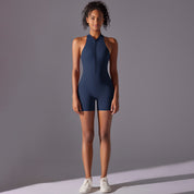 Size M Dark Blue High-Impact Seamless Bodysuit - Nude Feel Yoga & Fitness Romper - Sports & Fitness > Exercise Gym &