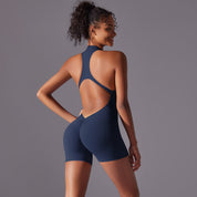 Size M Dark Blue High-Impact Seamless Bodysuit - Nude Feel Yoga & Fitness Romper - Sports & Fitness > Exercise Gym &