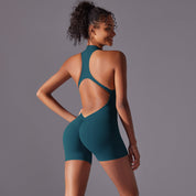 Size M Dark Green High-Impact Seamless Bodysuit - Nude Feel Yoga & Fitness Romper - Sports & Fitness > Exercise Gym &