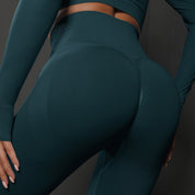 Size M Dark Green Seamless High-Waisted Premium Yoga Pants for Women - Lift Workout Leggings for Running, Gym, and Fitness