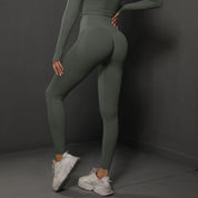 Size M Dark Grey Seamless High-Waisted Premium Yoga Pants for Women - Lift Workout Leggings for Running, Gym, and Fitness